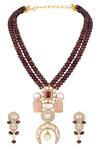 Shop Hrisha Multi Color Stones, Pearls, Crystals Jasper Beaded Necklace And Earring Set at Aza Fashions Shop_Hrisha_Multi Color Stones, Pearls, Crystals Jasper Beaded Necklace And Earring Set _at_Aza_Fashions