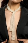 Buy_HRISHA_Off White Pearl Knot Design Long Necklace _Online_at_Aza_Fashions