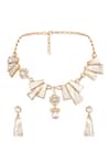 Shop HRISHA Cream Stones Moissanite Kundan Embellished Necklace Set at Aza Fashions Shop_HRISHA_Cream Stones Moissanite Kundan Embellished Necklace Set _at_Aza_Fashions