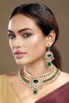 Buy_Hrisha_Gold Plated Beads, Pearls, Stones Moissanite Kundan Polki Necklace Set _at_Aza_Fashions
