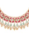 Shop_Hrisha_Multi Color Pearls, Stones And Kundan Necklace Set _Online_at_Aza_Fashions