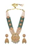 Shop Hrisha Multi Color Pearls, Stones Goddess Motif Necklace Set at Aza Fashions Shop_Hrisha_Multi Color Pearls, Stones Goddess Motif Necklace Set _at_Aza_Fashions