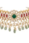 Buy_Hrisha_Multi Color Pearls, Stones, Crystals Kundan Polki Necklace Set _Online_at_Aza_Fashions