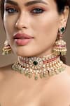Hrisha_Multi Color Pearls, Stones, Crystals Kundan Polki Necklace Set _at_Aza_Fashions
