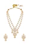 Shop_Hrisha_Gold Plated Pearls, Crystals, Stones Kundan Polki Necklace Set _at_Aza_Fashions