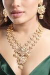 Shop_Hrisha_Gold Plated Pearls, Crystals, Stones Kundan Polki Necklace Set _Online_at_Aza_Fashions