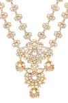Hrisha_Gold Plated Pearls, Crystals, Stones Kundan Polki Necklace Set _at_Aza_Fashions