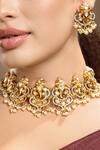 Buy_Hrisha_Gold Plated Pearls, Stones, Crystals Kundan Polki Necklace Set _Online_at_Aza_Fashions