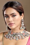 Buy_Hrisha_Gold Plated Crystals, Stones, Faux Diamonds Kundan Polki Necklace Set _at_Aza_Fashions