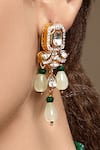 Buy_Hrisha_Mint Gemstones, Stones, Crystals, Beads Kundan Polki Necklace Set _Online_at_Aza_Fashions