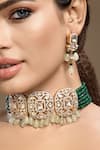 Shop_Hrisha_Mint Gemstones, Stones, Crystals, Beads Kundan Polki Necklace Set _Online_at_Aza_Fashions