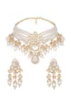 Shop_Hrisha_Gold Plated Pearls, Stones, Crystals Choker Necklace Set _at_Aza_Fashions