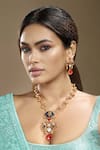 Buy_Hrisha_Multi Color Stones, Beads Moissanite Kundan Polki Jewellery Set _at_Aza_Fashions