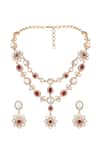 Shop_Hrisha_Gold Plated Stones, Crystals Moissanite Kundan Necklace Set _at_Aza_Fashions