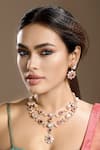 Buy_Hrisha_Gold Plated Stones, Crystals Moissanite Kundan Necklace Set _at_Aza_Fashions