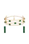 Shop_Hrisha_Gold Plated Stones Emerald Layered Necklace Set _at_Aza_Fashions
