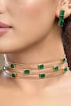 Buy_Hrisha_Gold Plated Stones Emerald Layered Necklace Set _Online_at_Aza_Fashions