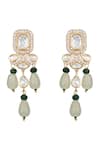 Shop_Hrisha_Gold Plated Stones, Crystals Kundan Polki Drop Earrings _at_Aza_Fashions