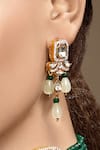 Buy_Hrisha_Gold Plated Stones, Crystals Kundan Polki Drop Earrings _at_Aza_Fashions