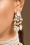 Buy_Hrisha_Cream Pearls, Stones Shell Earrings _at_Aza_Fashions