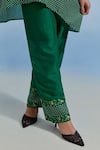 Buy_Pozruh By Aiman_Green Linen, Organza Embroidery Round Neck Myra Printed Top And Pant Set _Online_at_Aza_Fashions