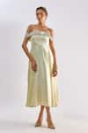 Buy Emblaze Yellow Crystals Off-shoulder Embellished Midi Dress at Aza Fashions Buy_Emblaze_Yellow Crystals Off-shoulder Embellished Midi Dress _at_Aza_Fashions