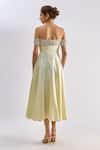 Shop Emblaze Yellow Crystals Off-shoulder Embellished Midi Dress at Aza Fashions Shop_Emblaze_Yellow Crystals Off-shoulder Embellished Midi Dress _at_Aza_Fashions