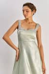 Shop_Emblaze_Green Crystals Square Neck Swarovski Embellished Tiered Midi Dress _Online_at_Aza_Fashions