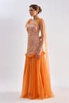 Shop_Emblaze_Orange Tulle Beads Square Neck Smocked Gown _Online_at_Aza_Fashions