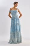 Buy_Emblaze_Sky Blue Tulle Beads, Sequins Asymmetric, One Shoulder, Embellished Gown _at_Aza_Fashions
