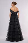Shop_Emblaze_Black Tulle Off-shoulder Tiered Gown _at_Aza_Fashions