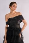 Buy_Emblaze_Black Tulle Off-shoulder Tiered Gown _Online_at_Aza_Fashions