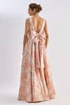 Shop_Emblaze_Pink Jacquard V-neck Floral Gown _at_Aza_Fashions
