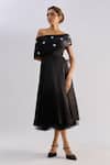 Emblaze_Black Crystals Off-shoulder Swarovski Embellished Midi Dress _Online_at_Aza_Fashions