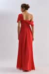 Shop_Emblaze_Red Crepe Asymmetric One Shoulder Ruched Maxi Dress  _at_Aza_Fashions