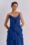 Buy_Emblaze_Blue Crepe Ruffles V-neck Maxi Dress _Online_at_Aza_Fashions