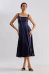 Buy_Emblaze_Navy Embroidery Square Neck Midi Dress _at_Aza_Fashions