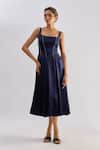 Emblaze_Navy Embroidery Square Neck Midi Dress _at_Aza_Fashions