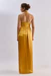 Shop Emblaze Gold Modal, Satin Rhinestones Halter Neck Cutout Maxi Dress at Aza Fashions Shop_Emblaze_Gold Modal, Satin Rhinestones Halter Neck Cutout Maxi Dress _at_Aza_Fashions