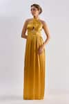 Emblaze Gold Modal, Satin Rhinestones Halter Neck Cutout Maxi Dress Online at Aza Fashions Emblaze_Gold Modal, Satin Rhinestones Halter Neck Cutout Maxi Dress _Online_at_Aza_Fashions