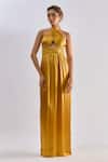 Buy Emblaze Gold Modal, Satin Rhinestones Halter Neck Cutout Maxi Dress at Aza Fashions Buy_Emblaze_Gold Modal, Satin Rhinestones Halter Neck Cutout Maxi Dress _at_Aza_Fashions