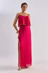 Buy_Emblaze_Fuchsia Crepe Beads V-neck Ruffled Overlay Maxi Dress  _at_Aza_Fashions