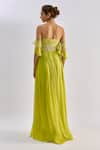Shop_Emblaze_Lime Tulle Beads Off-shoulder Embellished Bodice Gown _at_Aza_Fashions