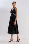 Shop_Emblaze_Black Brocade Crystals V-neck Midi Dress _Online_at_Aza_Fashions