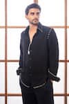 Rohit Doshi_Black Metallic Thread Anchor Embroidered Shirt _Online_at_Aza_Fashions