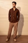 Shop Rohit Doshi Brown Lachka Armani Conceal Patti Button Shirt at Aza Fashions Shop_Rohit Doshi_Brown Lachka Armani Conceal Patti Button Shirt _at_Aza_Fashions