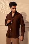 Buy Rohit Doshi Brown Lachka Armani Conceal Patti Button Shirt at Aza Fashions Buy_Rohit Doshi_Brown Lachka Armani Conceal Patti Button Shirt _at_Aza_Fashions