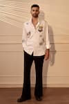 Shop_Rohit Doshi_White Suiting Embroidery Garge Shirt _at_Aza_Fashions