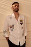 Buy_Rohit Doshi_White Suiting Embroidery Garge Shirt _at_Aza_Fashions