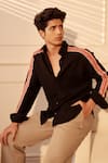 Shop_Rohit Doshi_Black Lachka Striped Pattern Shirt _Online_at_Aza_Fashions